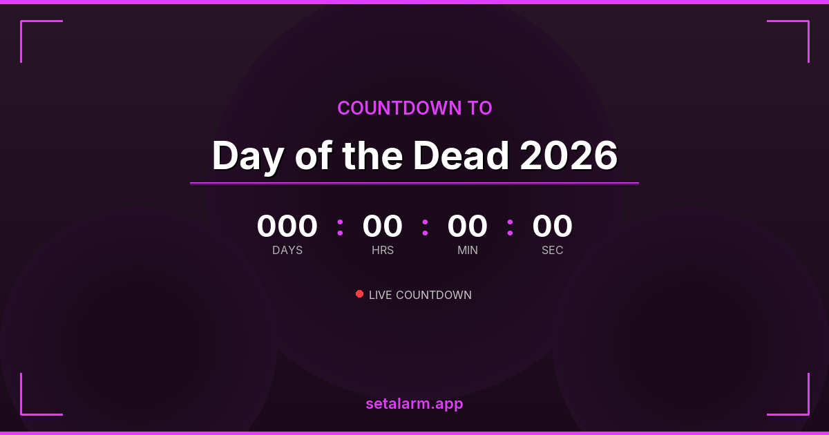 Decorative Day of the Dead 2026 Countdown — Animated Fullscreen Display ...